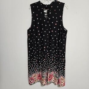 No Boundries Sleeveless Dress size 3X (21) Juniors Black Floral Pullover
